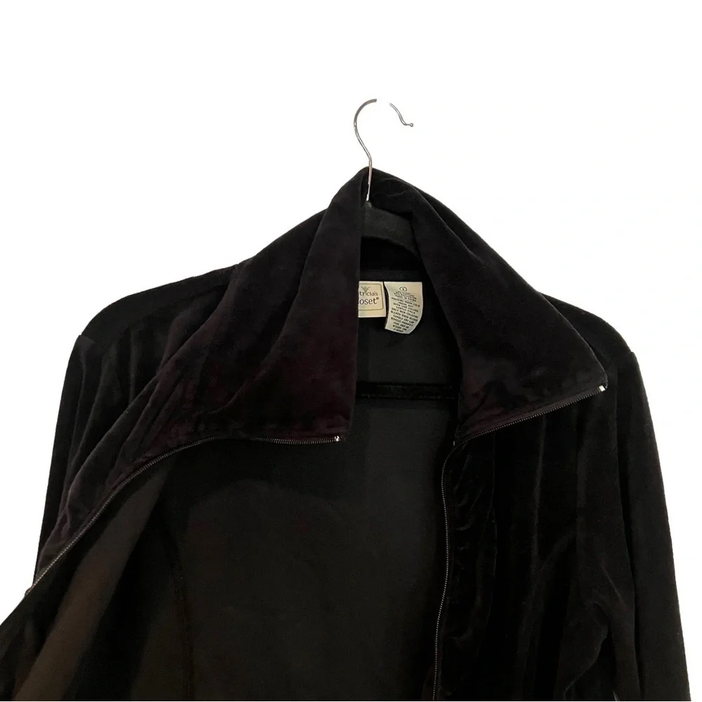 Patricia's Closet Black Fleece Full Zip Sweater Jacket Small